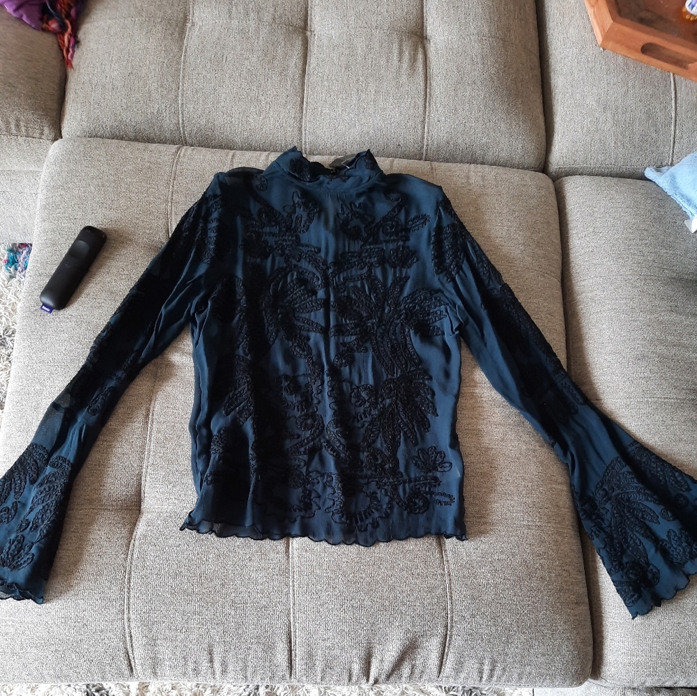 NWT South Moon Under Matty M XS Teal Long Sleeve Top